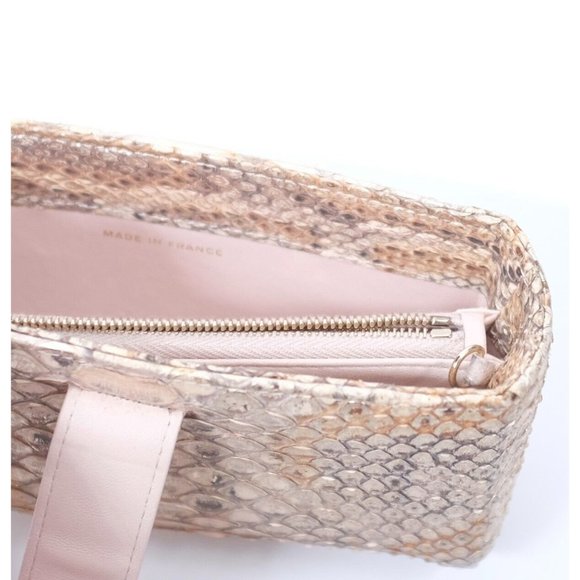 Chanel mini 0 phone bag gold pink python snakeskin on chain crossbody clutch - Picture 14 of 16